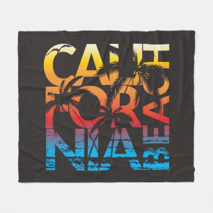 California Beach Poster Fleece Deken
