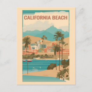 California Beach Retro Reizen Briefkaart