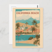  California Beach Retro Reizen Briefkaart (Voorkant / Achterkant)