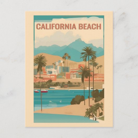  California Beach Retro Reizen Briefkaart (Voorkant)