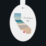 California Beach Trip Photo Oval<br><div class="desc">Ajoutez votre propre photo au-dessus de la forme de la carte de l'état de Californie. Compte tenu de la forme de la Californie, si vous essayez de vous assurer que le visage d'une personne est visible, vous pouvez démasquer, déplacer et le masque votre image pour affiner le placement. Mon échantillon...</div>