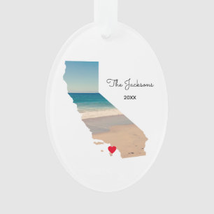 California Beach Trip Photo Oval Ornament