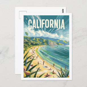 California Beach USA Beroemde Vintage Reisplaats Briefkaart