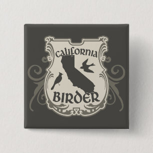 California Birder Vierkante Button 5,1 Cm