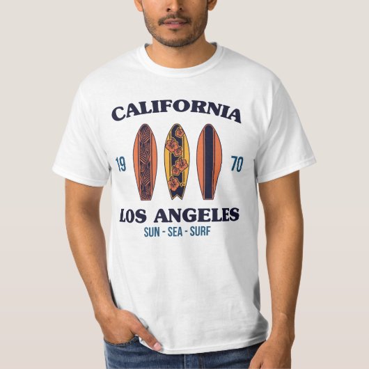 California Ca Surf Retro 70s Surfer Surfi T-shirt (Voorkant)