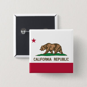 California Cali Republic Beer Flag, VS States Butt Vierkante Button 5,1 Cm