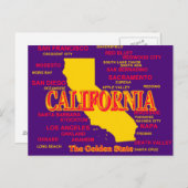 California Cities and Towns State Pride Map Briefkaart (Voorkant / Achterkant)