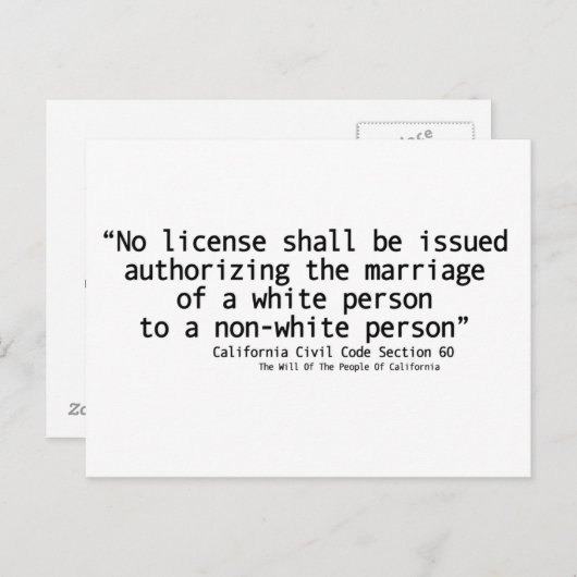 California Civil Code Section 60 Briefkaart Front (Voorkant / Achterkant)