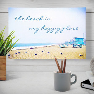 California Coast Beach Photo My Happy Place Script Canvas Afdruk