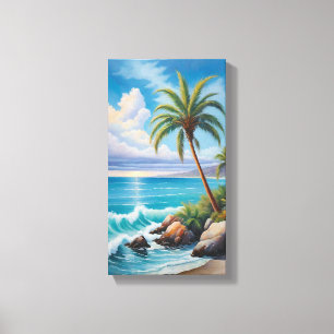 California Coast Palm Tree Canvas Muurkunst Afdruk