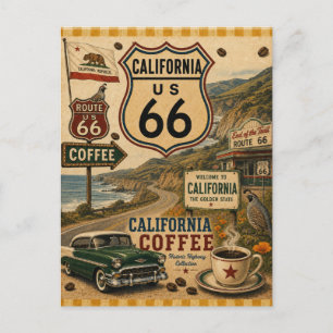 California Coffee Classic Car Groeten Briefkaart