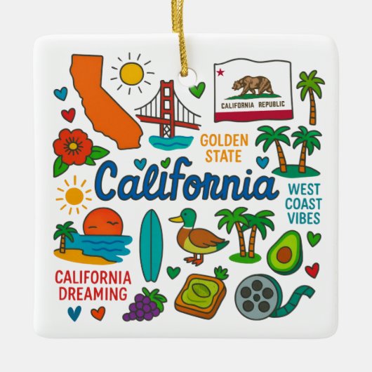 California Custom Family Trip Keepsake Kerstmis Keramisch Ornament (Voorkant)