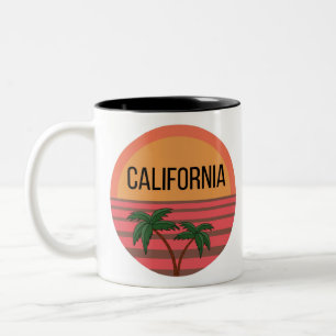 California Cute Design Ideeën Pattern Sunset Palms Tweekleurige Koffiemok
