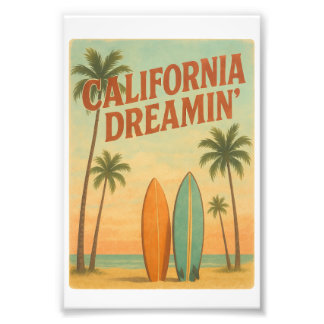 California Dreamin’ Retro 1970s Travel Design Foto Afdruk