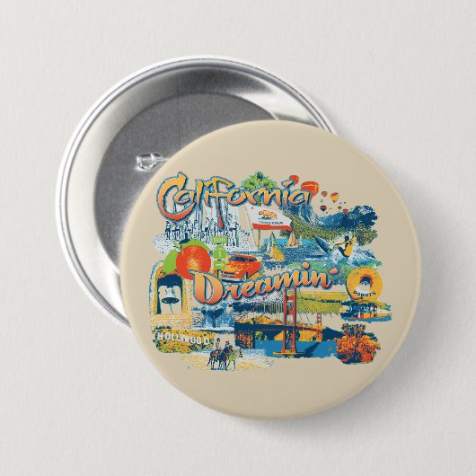 California Dreaming Ronde Button 7,6 Cm (Voorkant /achterkant)