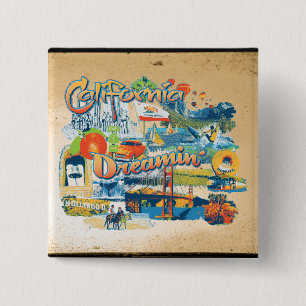 California Dromen Vierkante Button 5,1 Cm