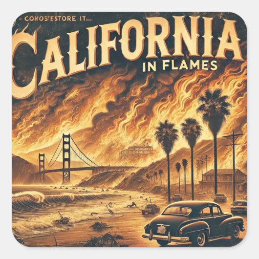 CALIFORNIA FIRE SLEUTELHANGER VIERKANTE STICKER (Voorkant)