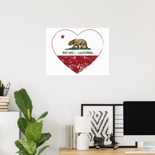 california flag bay area centre distale poster (Thuiskantoor)