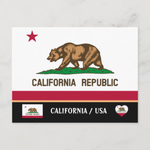 California Flag & California State USA/America Briefkaart