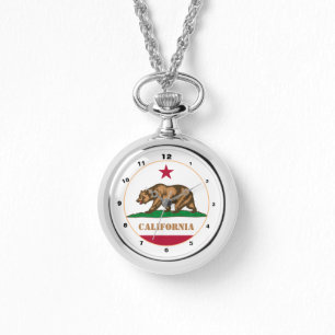 California & Flag, Californië mode USA /design Horloge
