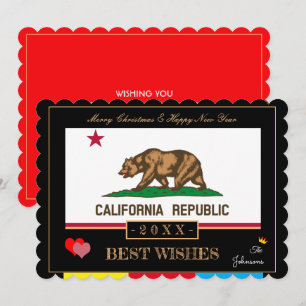 California Flag & Happy New Year / Beste wensen Ve Feestdagenkaart