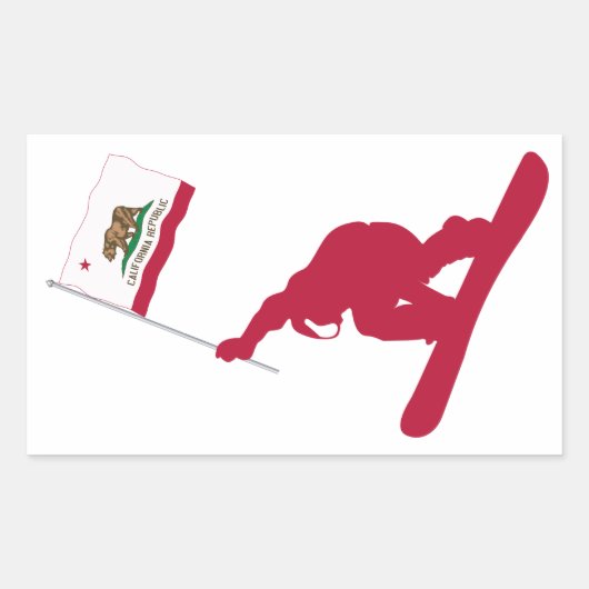 California Flag Snowboard Rechthoekige Sticker (Voorkant)