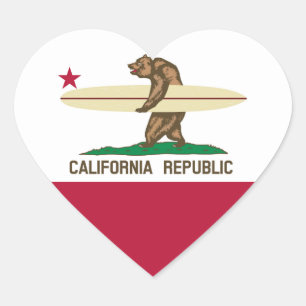 California Flag Surfer Beer hartvormige Sticker