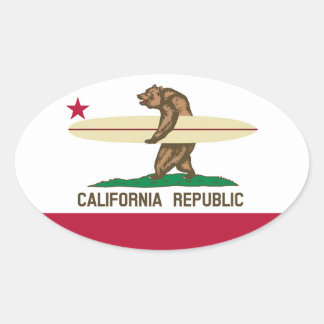 California Flag Surfer Beer Ovaal Sticker