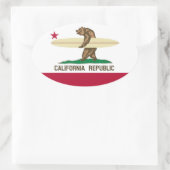 California Flag Surfer Beer Ovaal Sticker (Tas)