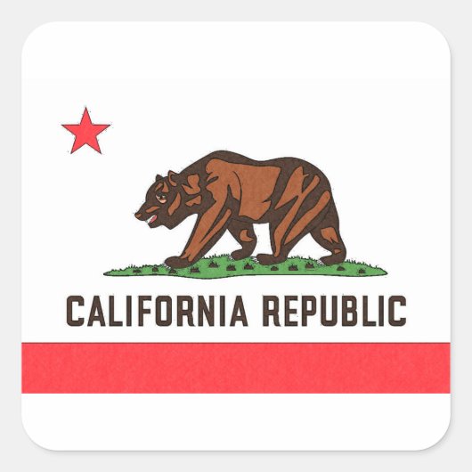 CALIFORNIA FLAG VIERKANTE STICKER (Voorkant)