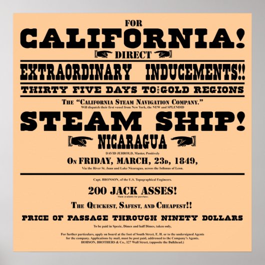 California Gold Rush Handbill Poster (Voorkant)