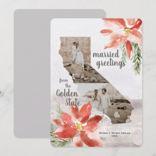 California Golden State Map 1e Kerstmis Feestdagenkaart