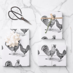 California Gray Rooster and Hen Inpakpapier Vel