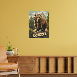 California Grizzly Brown beer Vintage Poster