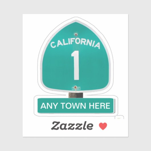 California Highway 1 met ELKE STAD Sticker (Vel)