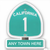 California Highway 1 met ELKE STAD Sticker (Voorkant)