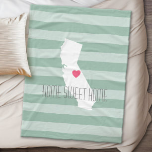 California Home State Love met Custom Heart Fleece Deken