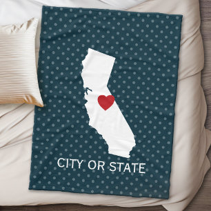California Home State Map - Custom City Fleece Deken