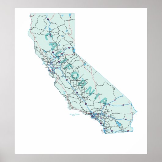 California Interstate Map Print (Voorkant)