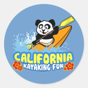 California Kayaking Fun Panda Ronde Sticker
