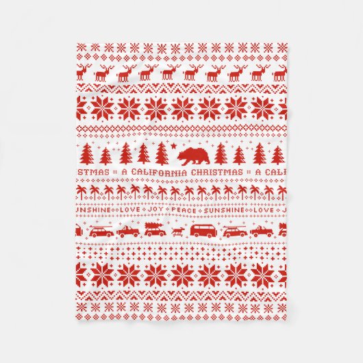 California Kerstfeestay Pattern Cute Xmas Fleece Deken (Voorkant)