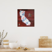 California License Bord Map Afdrukken Poster (Keuken)