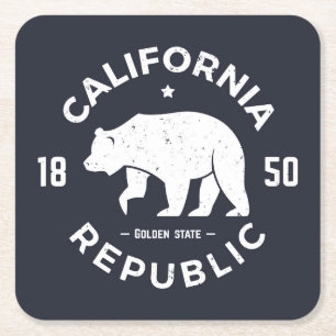 California Logo   De Golden-staat Vierkante Kartonnen Onderzetter