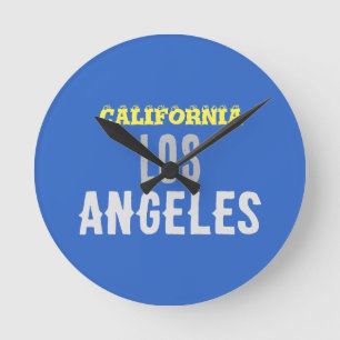 California Los Angeles City USA Retro  Blue Ronde Klok