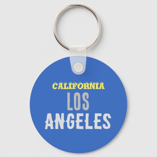 California Los Angeles City USA Retro Blue Sleutelhanger (Voorkant)