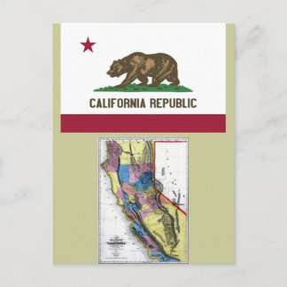 California Map en State Flag Briefkaart