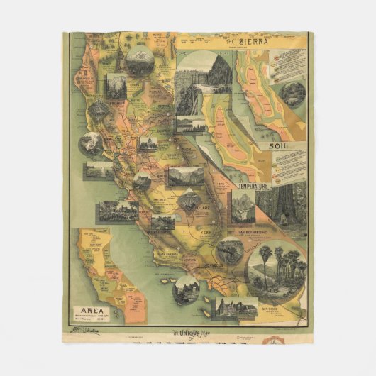 California Map Fleece Deken (Voorkant)