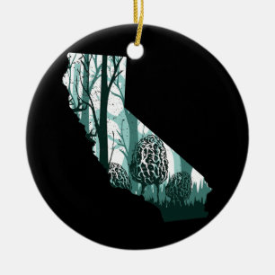 California Map Morel Mushroom Hunting Shrooming Keramisch Ornament