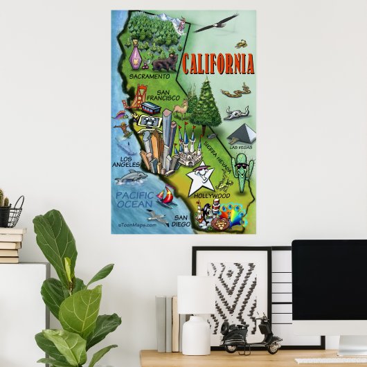 California Map Poster (Thuiskantoor)