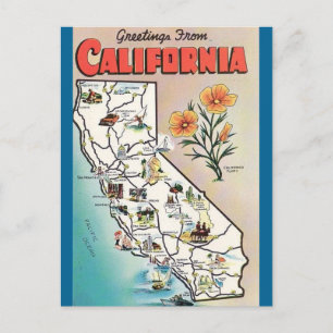  California Map USA Tourism Briefkaart
